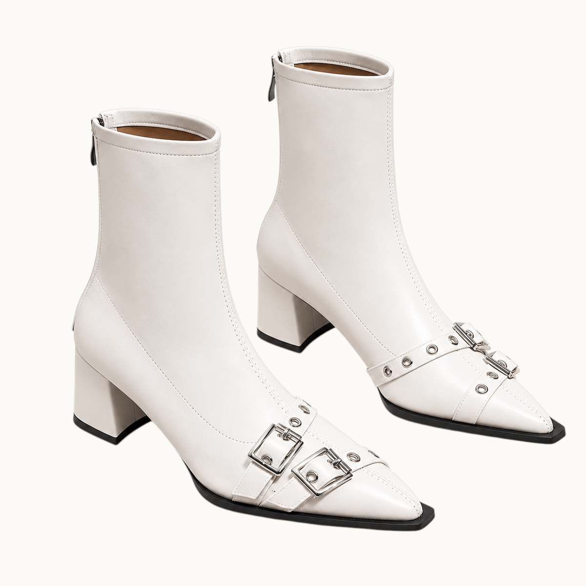 montelore-souliers Bottines Femme Noir À Bout Pointu À Talon Carré