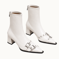 montelore-souliers Bottines Femme Noir À Bout Pointu À Talon Carré