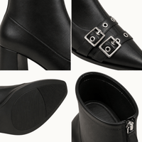 montelore-souliers Bottines Femme Noir À Bout Pointu À Talon Carré