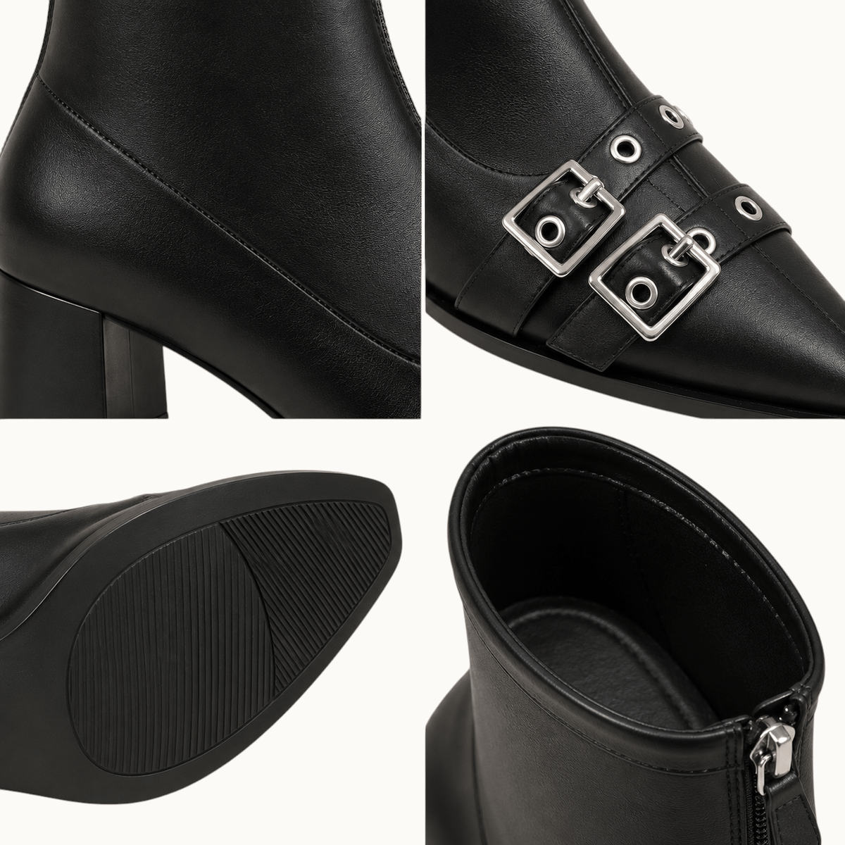 montelore-souliers Bottines Femme Noir À Bout Pointu À Talon Carré
