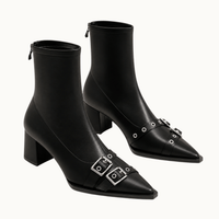 montelore-souliers Bottines Femme Noir À Bout Pointu À Talon Carré