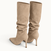 montelore-souliers Bottines Femme Petit Talon Plissées En Suédine