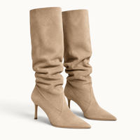 montelore-souliers Bottines Femme Petit Talon Plissées En Suédine