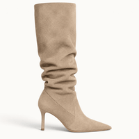 montelore-souliers Bottines Femme Petit Talon Plissées En Suédine