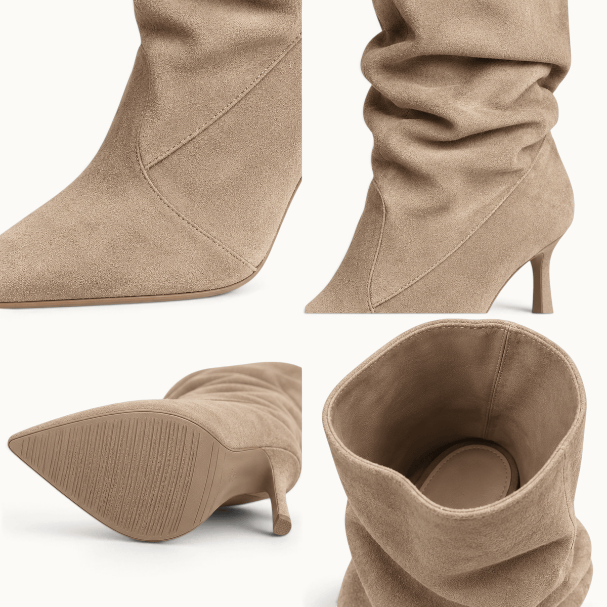 montelore-souliers Bottines Femme Petit Talon Plissées En Suédine