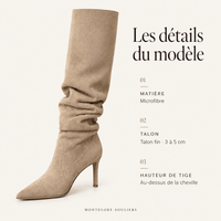 montelore-souliers Bottines Femme Petit Talon Plissées En Suédine