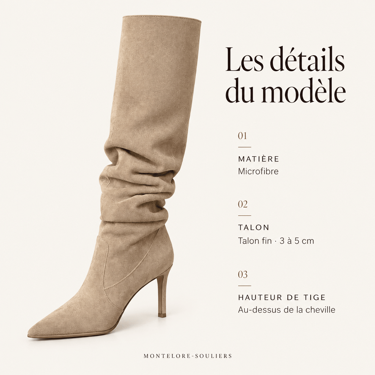 montelore-souliers Bottines Femme Petit Talon Plissées En Suédine