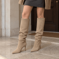 montelore-souliers Bottines Femme Petit Talon Plissées En Suédine