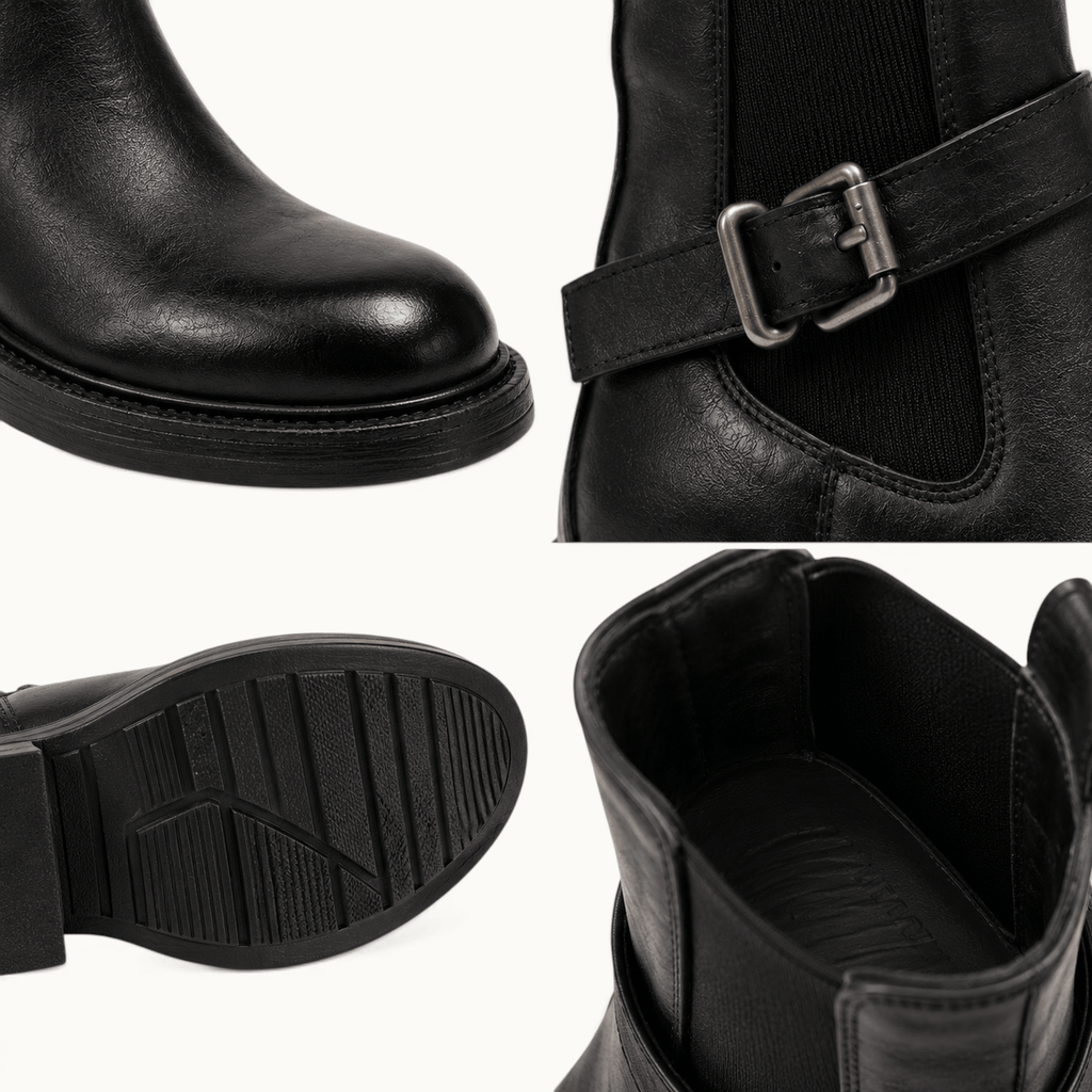 montelore-souliers Bottines Femme Talon 4 Cm En Cuir De Vachette À Boucle