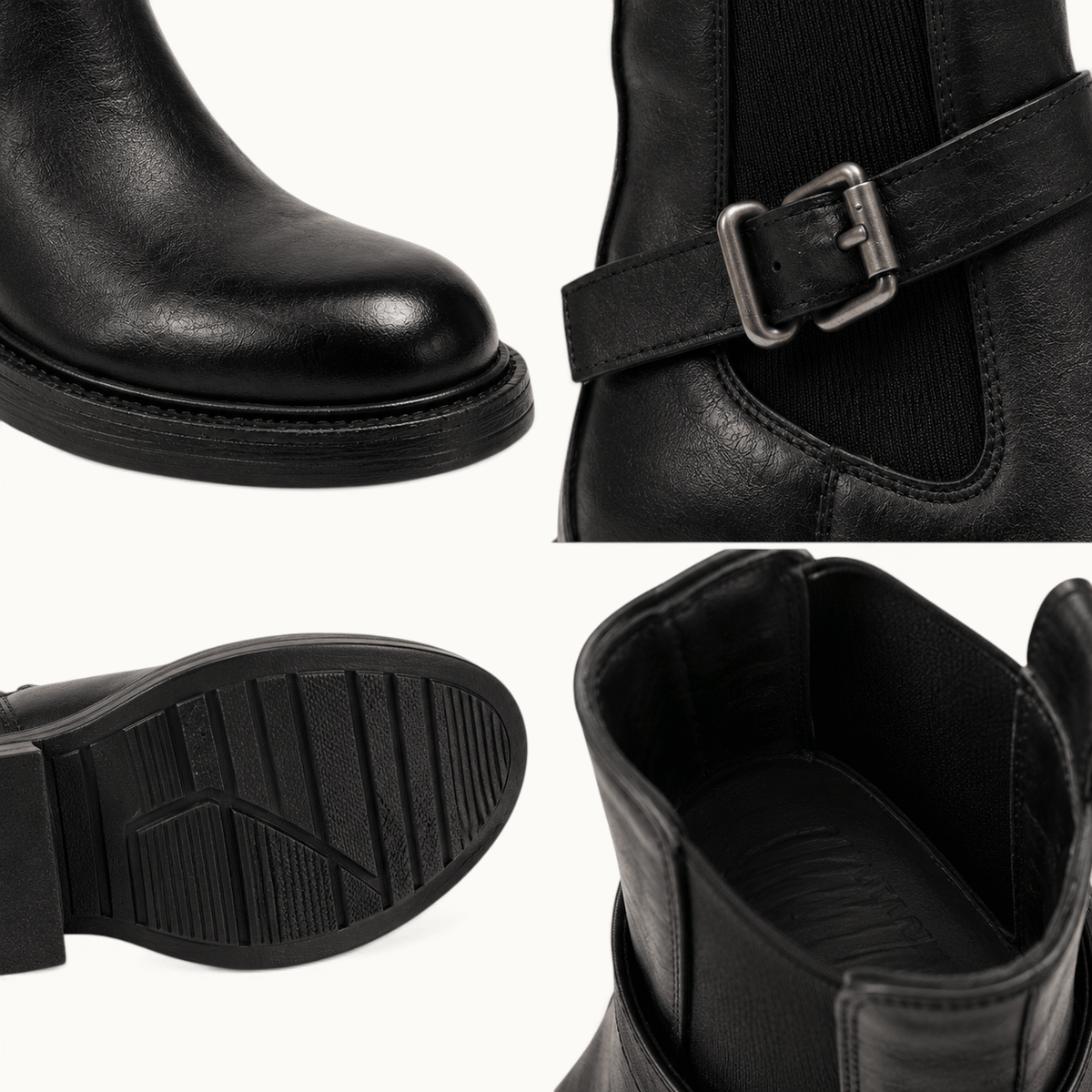 montelore-souliers Bottines Femme Talon 4 Cm En Cuir De Vachette À Boucle