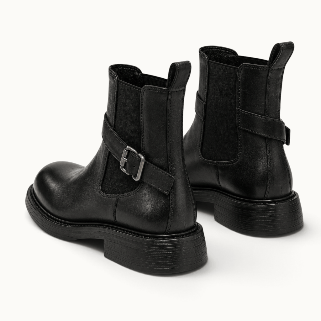 montelore-souliers Bottines Femme Talon 4 Cm En Cuir De Vachette À Boucle