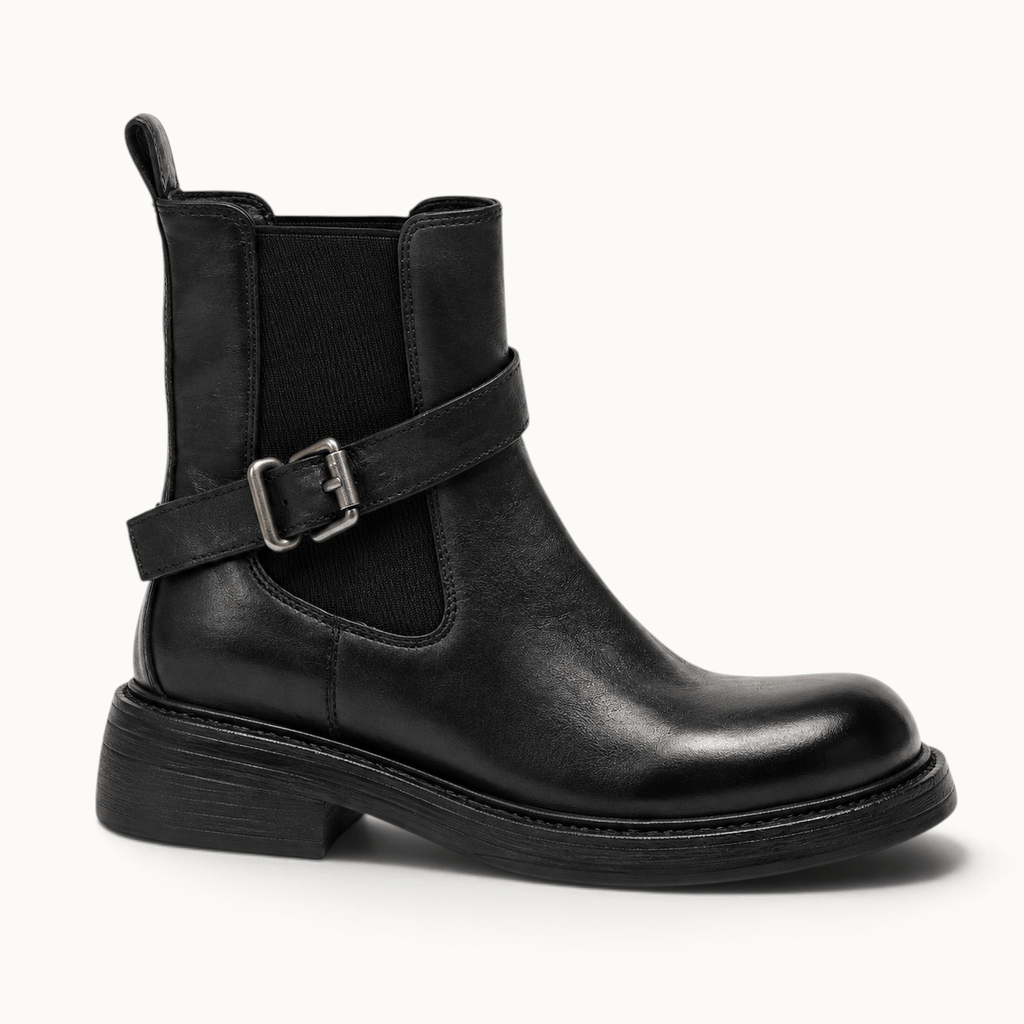 montelore-souliers Bottines Femme Talon 4 Cm En Cuir De Vachette À Boucle