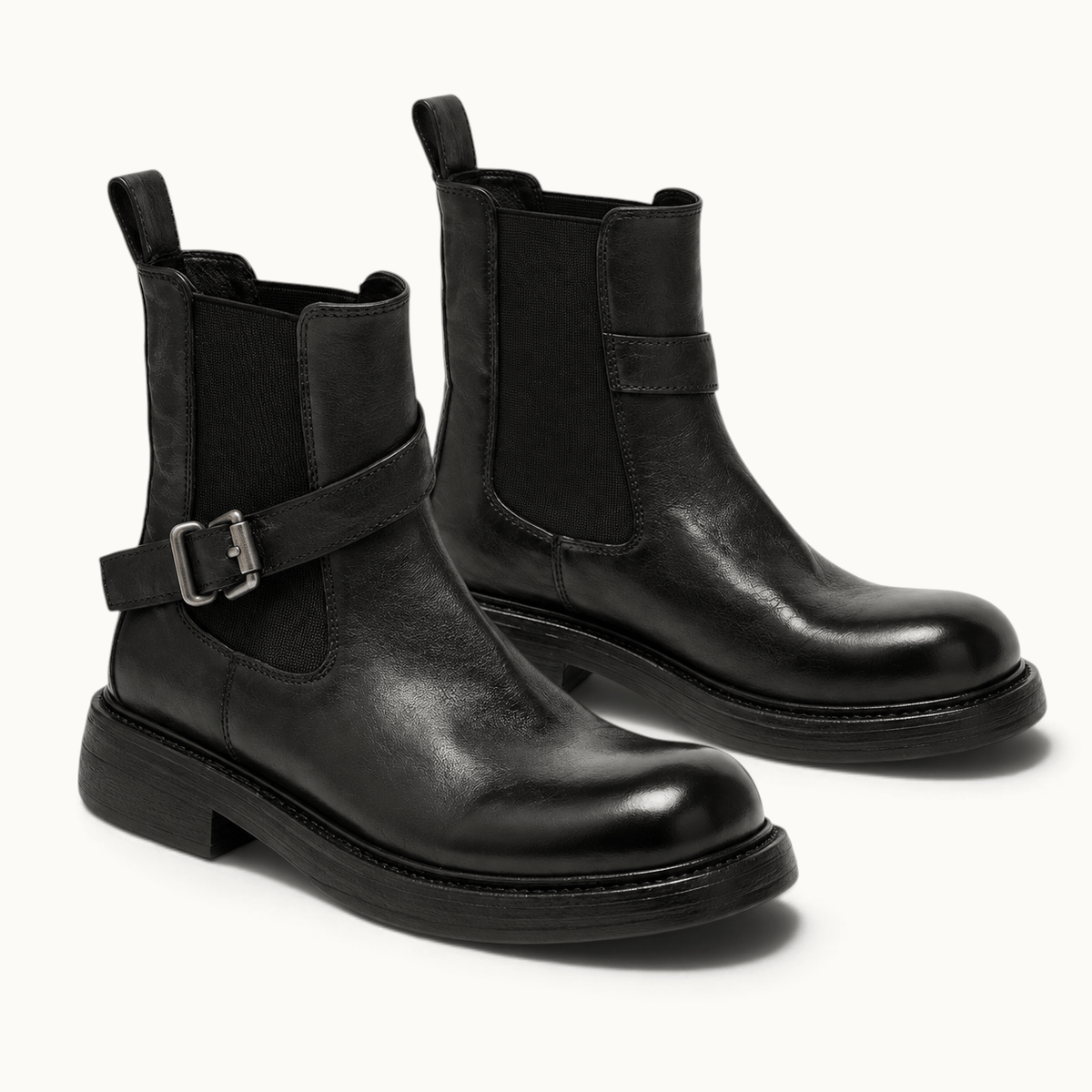 montelore-souliers Bottines Femme Talon 4 Cm En Cuir De Vachette À Boucle