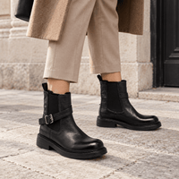 montelore-souliers Bottines Femme Talon 4 Cm En Cuir De Vachette À Boucle
