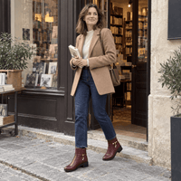montelore-souliers Bottines Femme Talon 5 Cm Cuir Chaudes Fourrées