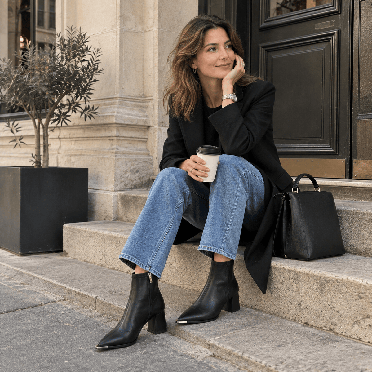 montelore-souliers Bottines Femmes Noires À Bout Pointu