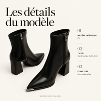 montelore-souliers Bottines Femmes Noires À Bout Pointu