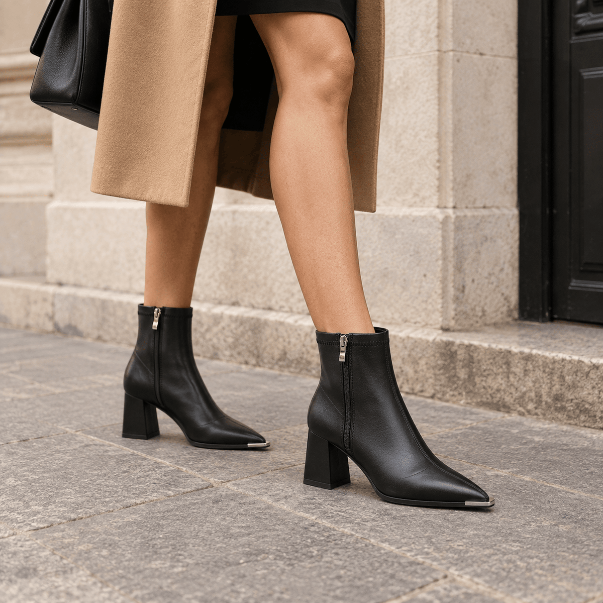 montelore-souliers Bottines Femmes Noires À Bout Pointu