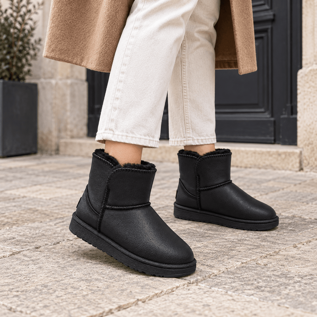 montelore-souliers Bottines Fourrure Synthétique Fourrées En Similicuir