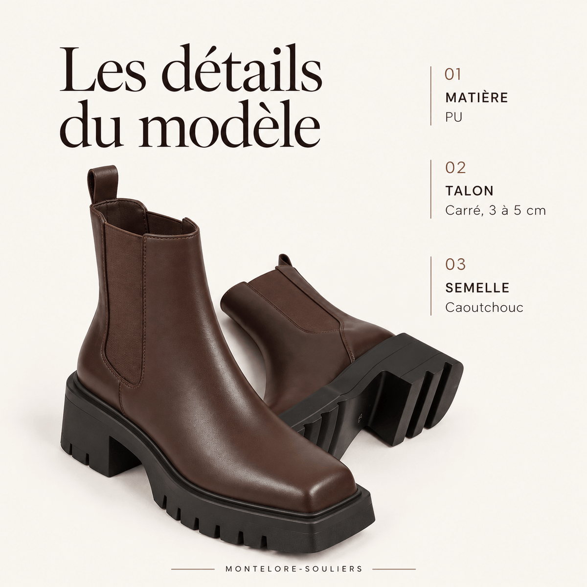montelore-souliers Bottines Hautes Femme Chelsea Plateforme
