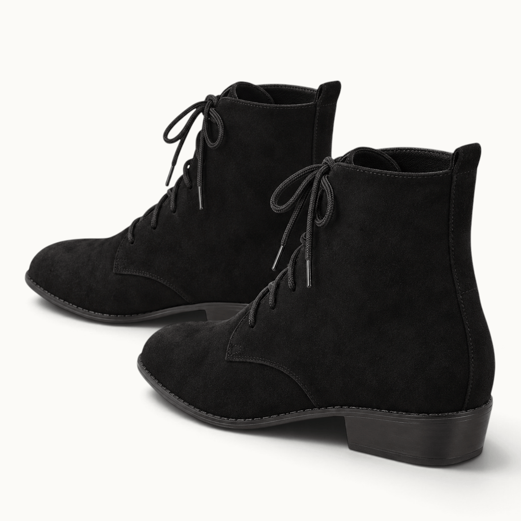 montelore-souliers Bottines Lacets Femme Noires En Suédine