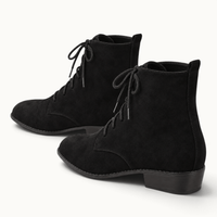 montelore-souliers Bottines Lacets Femme Noires En Suédine