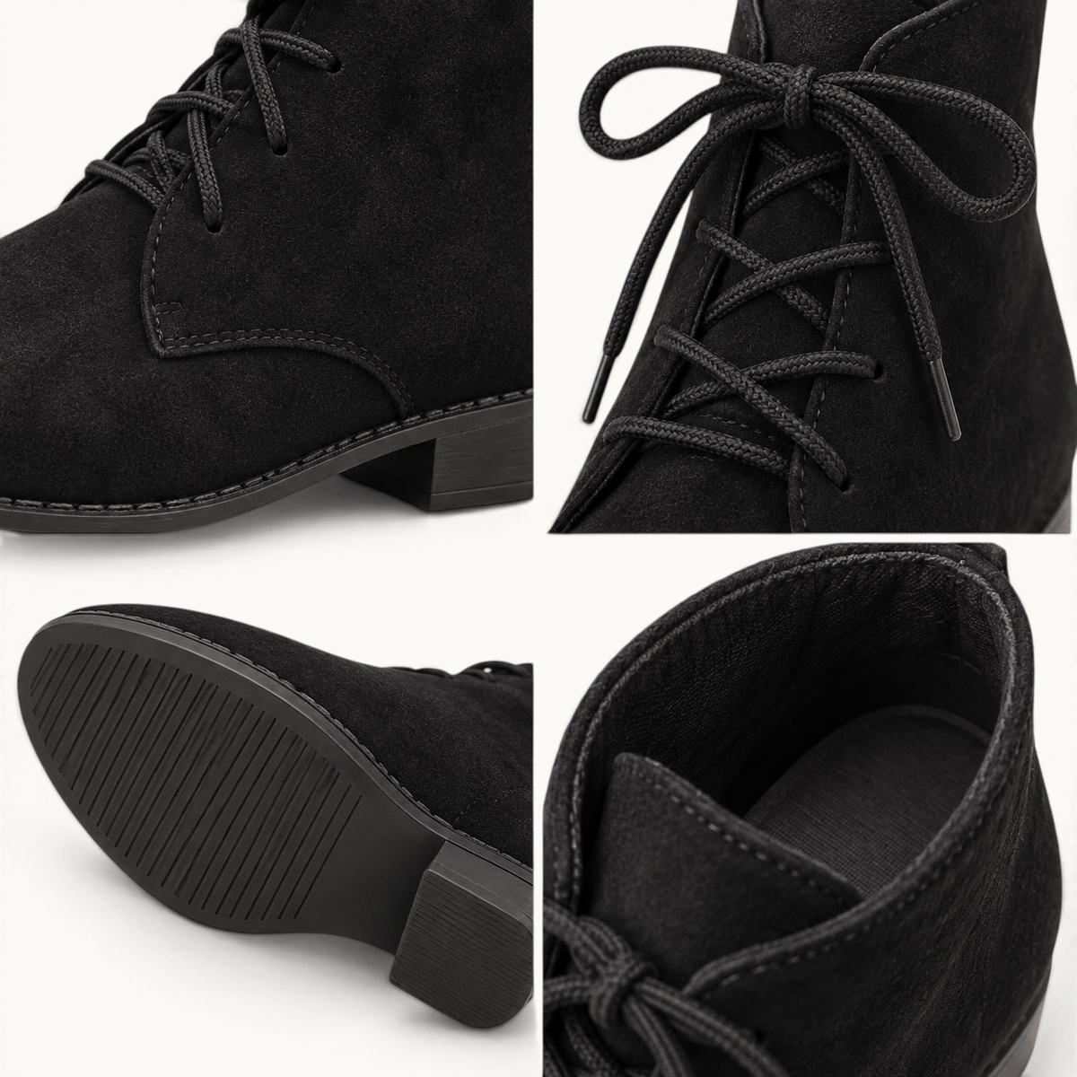 montelore-souliers Bottines Lacets Femme Noires En Suédine