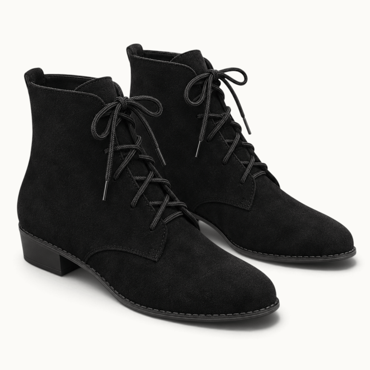 montelore-souliers Bottines Lacets Femme Noires En Suédine