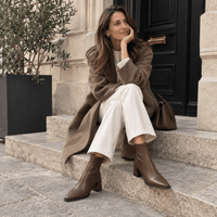 montelore-souliers Bottines Marron Bout Pointu Talon Carré