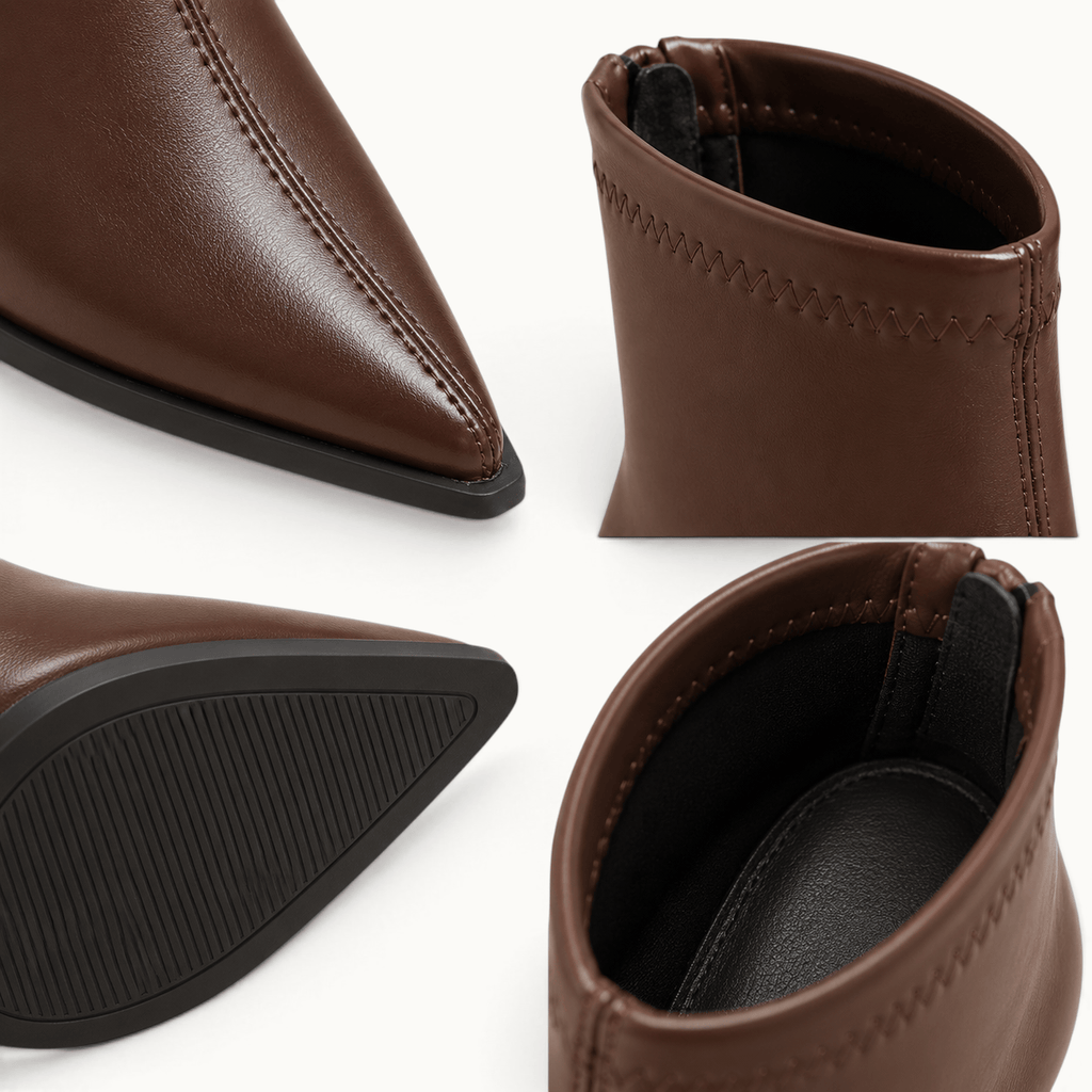 montelore-souliers Bottines Marron Bout Pointu Talon Carré