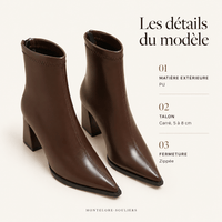 montelore-souliers Bottines Marron Bout Pointu Talon Carré