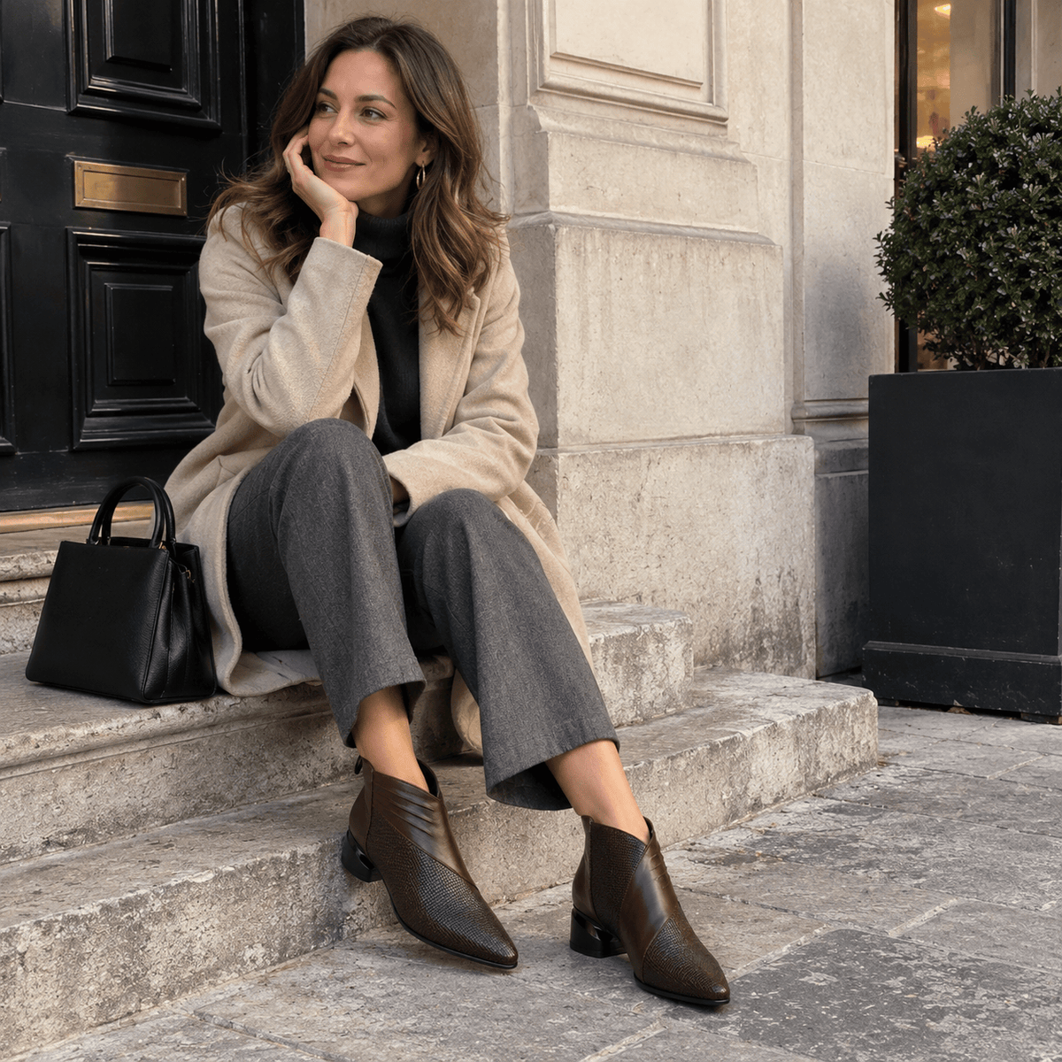 montelore-souliers Bottines Marron En Matière Synthétique À Bout Pointu