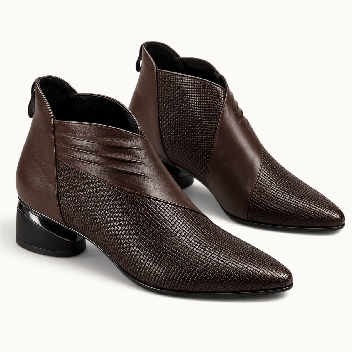 montelore-souliers Bottines Marron En Matière Synthétique À Bout Pointu