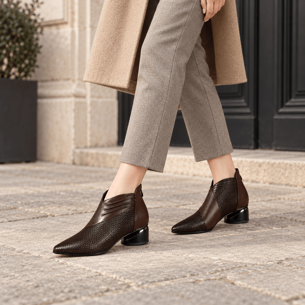 montelore-souliers Bottines Marron En Matière Synthétique À Bout Pointu