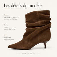 montelore-souliers Bottines Marron Femme Talon Plissées À Bout Pointu