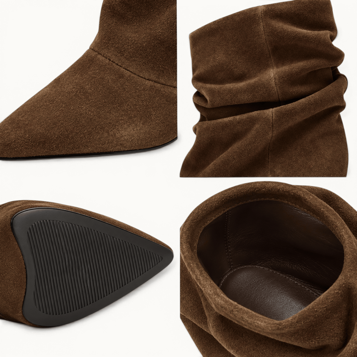 montelore-souliers Bottines Marron Femme Talon Plissées À Bout Pointu
