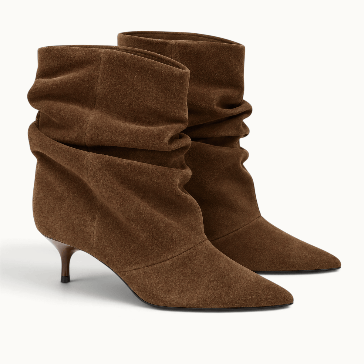 montelore-souliers Bottines Marron Femme Talon Plissées À Bout Pointu