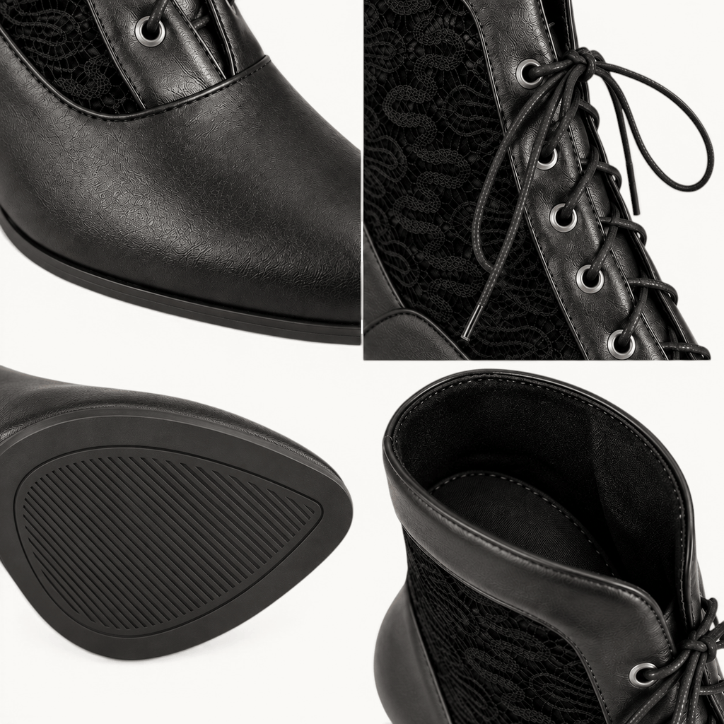montelore-souliers Bottines Noir À Lacets Bout Pointu