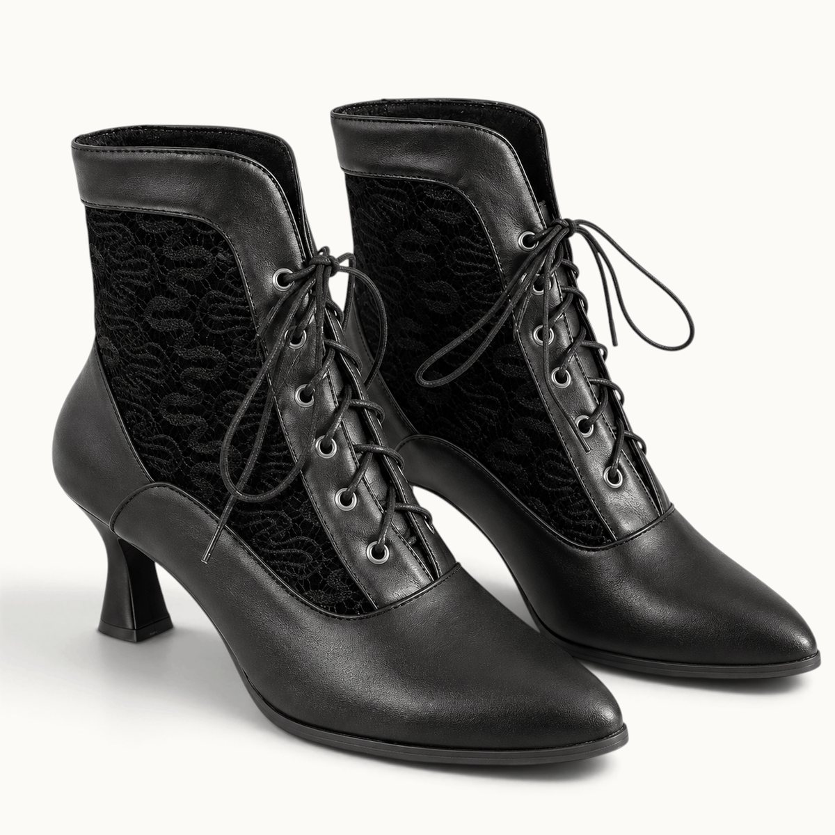 montelore-souliers Bottines Noir À Lacets Bout Pointu