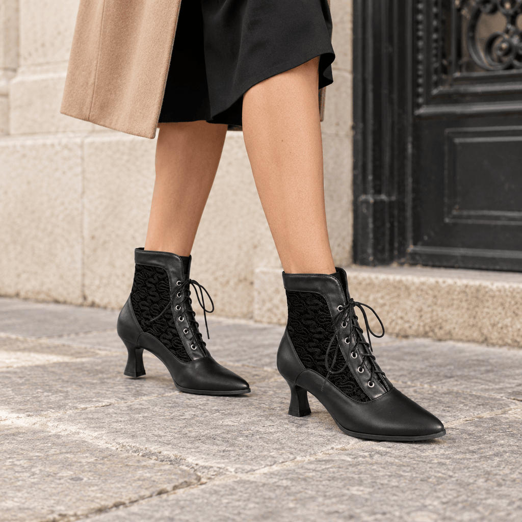 montelore-souliers Bottines Noir À Lacets Bout Pointu