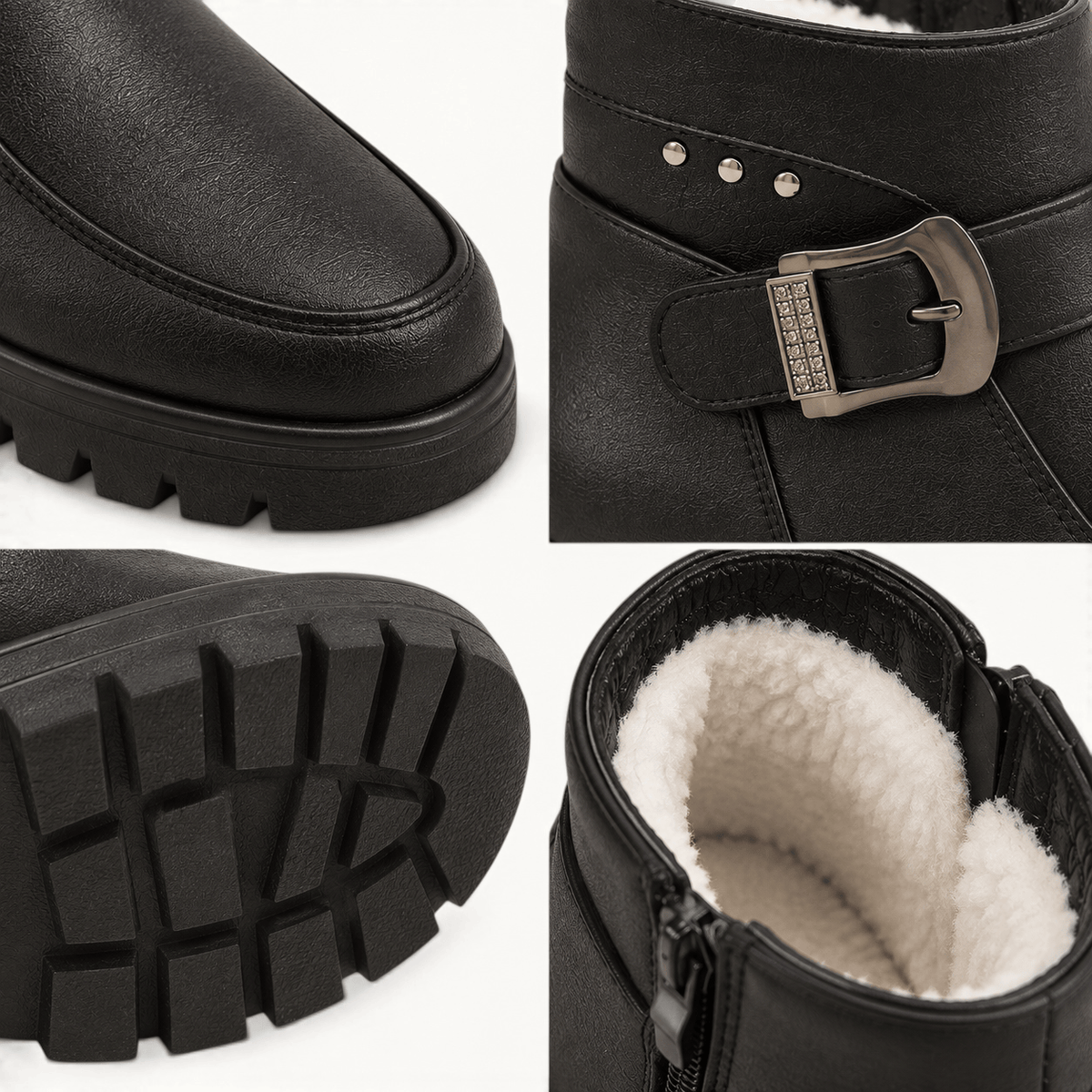 montelore-souliers Bottines Noire Fourrées En Similicuir