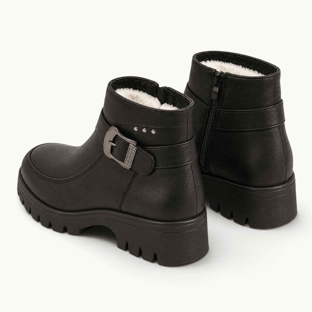 montelore-souliers Bottines Noire Fourrées En Similicuir