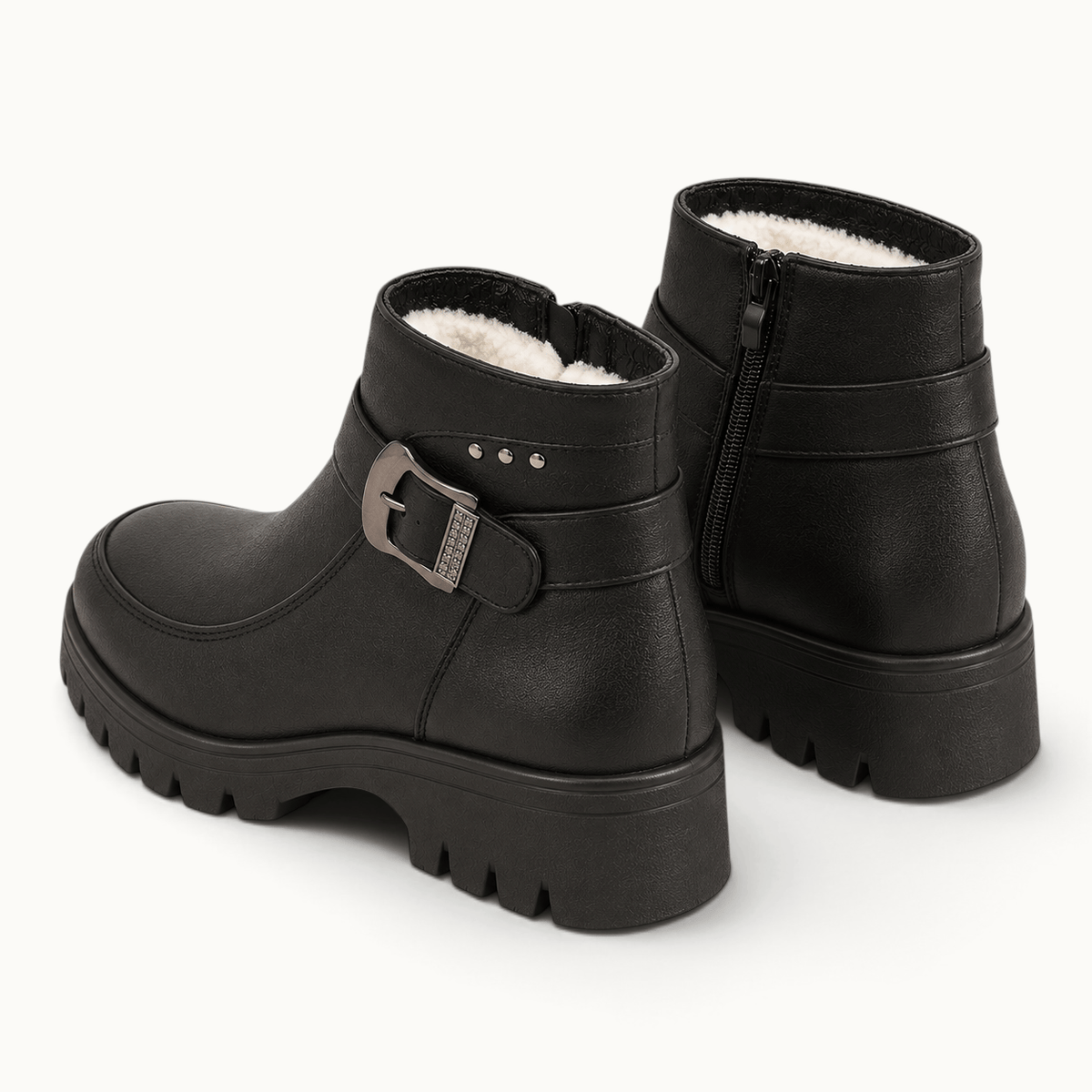 montelore-souliers Bottines Noire Fourrées En Similicuir