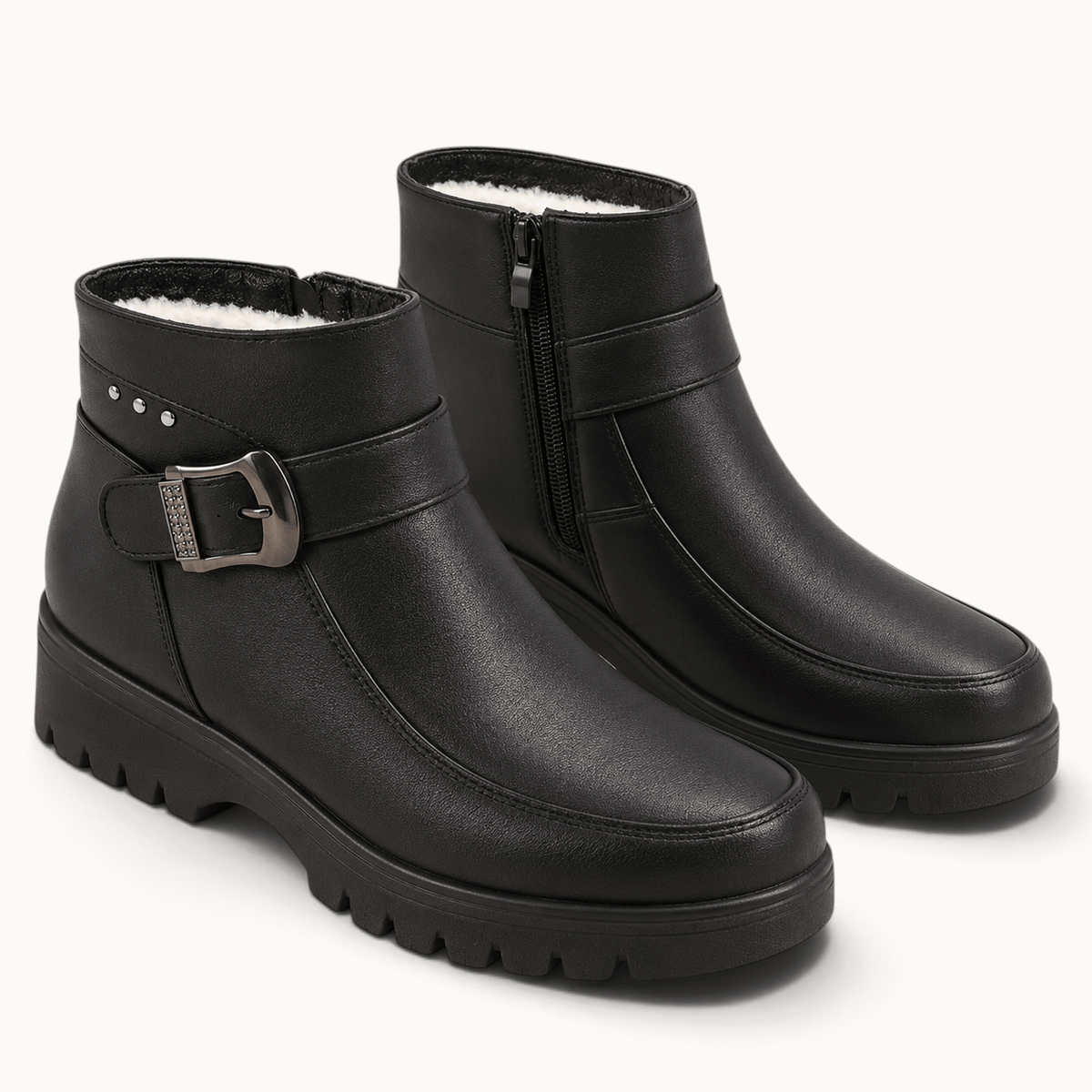 montelore-souliers Bottines Noire Fourrées En Similicuir