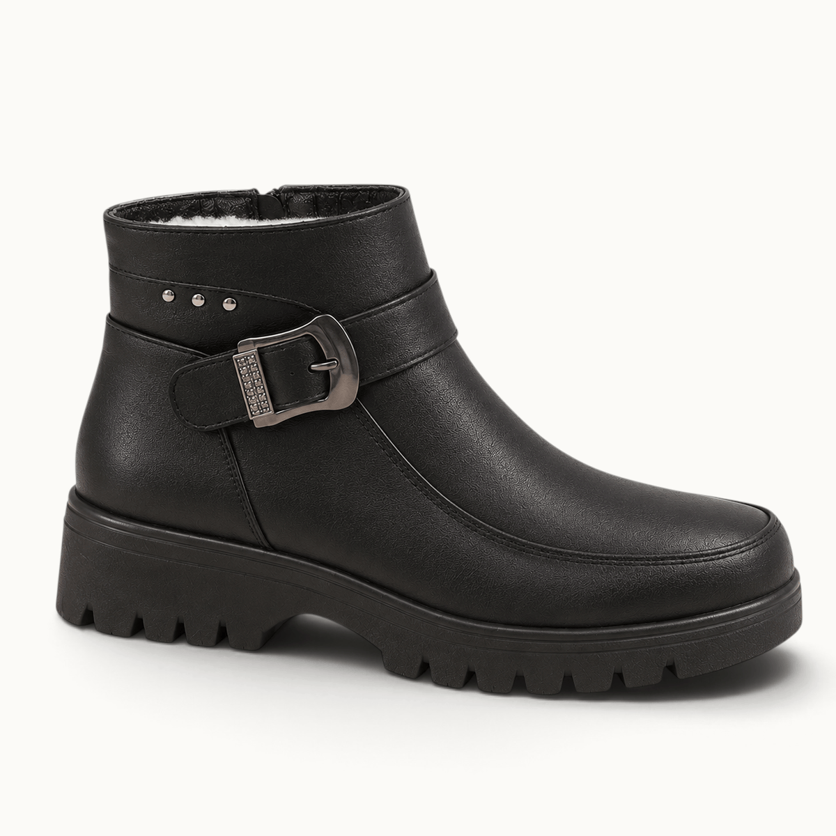 montelore-souliers Bottines Noire Fourrées En Similicuir