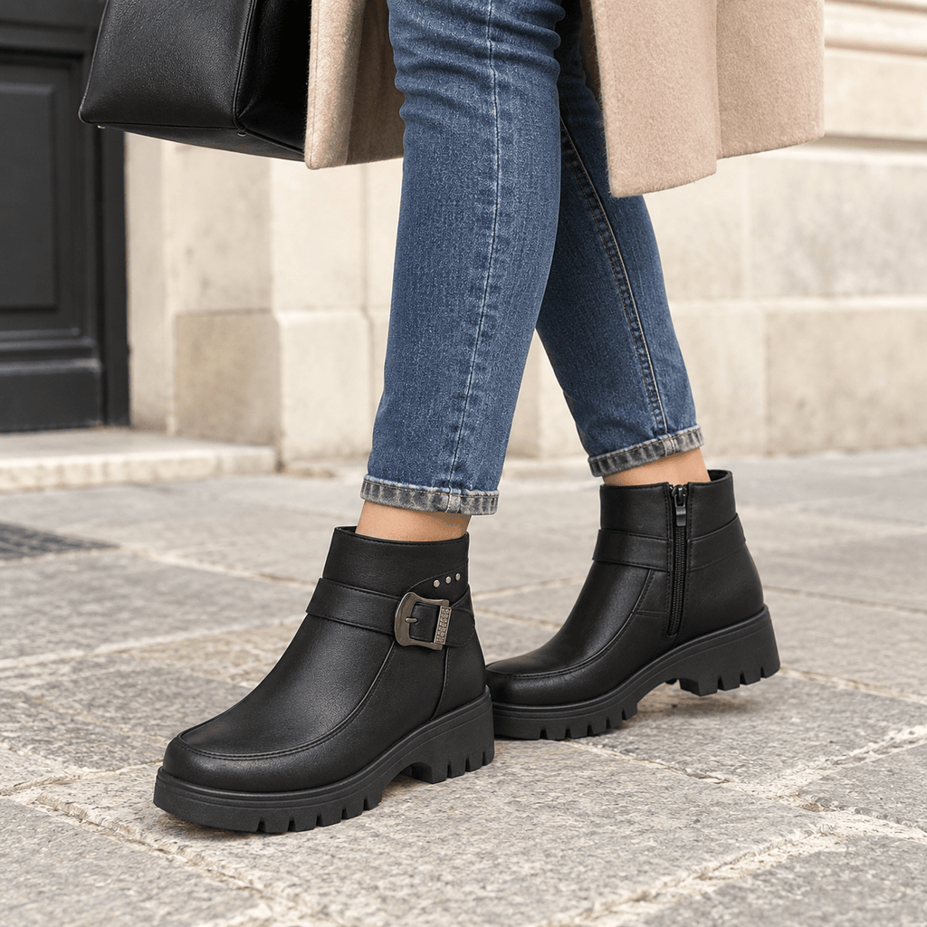 montelore-souliers Bottines Noire Fourrées En Similicuir