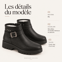 montelore-souliers Bottines Noire Fourrées En Similicuir