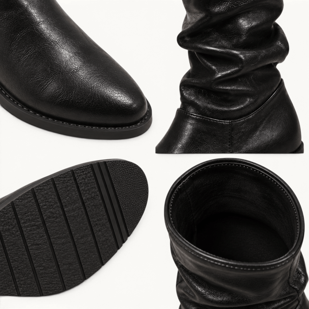 montelore-souliers Bottines Noires À Talons Plissé Bout Pointu