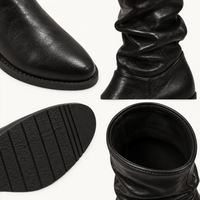 montelore-souliers Bottines Noires À Talons Plissé Bout Pointu