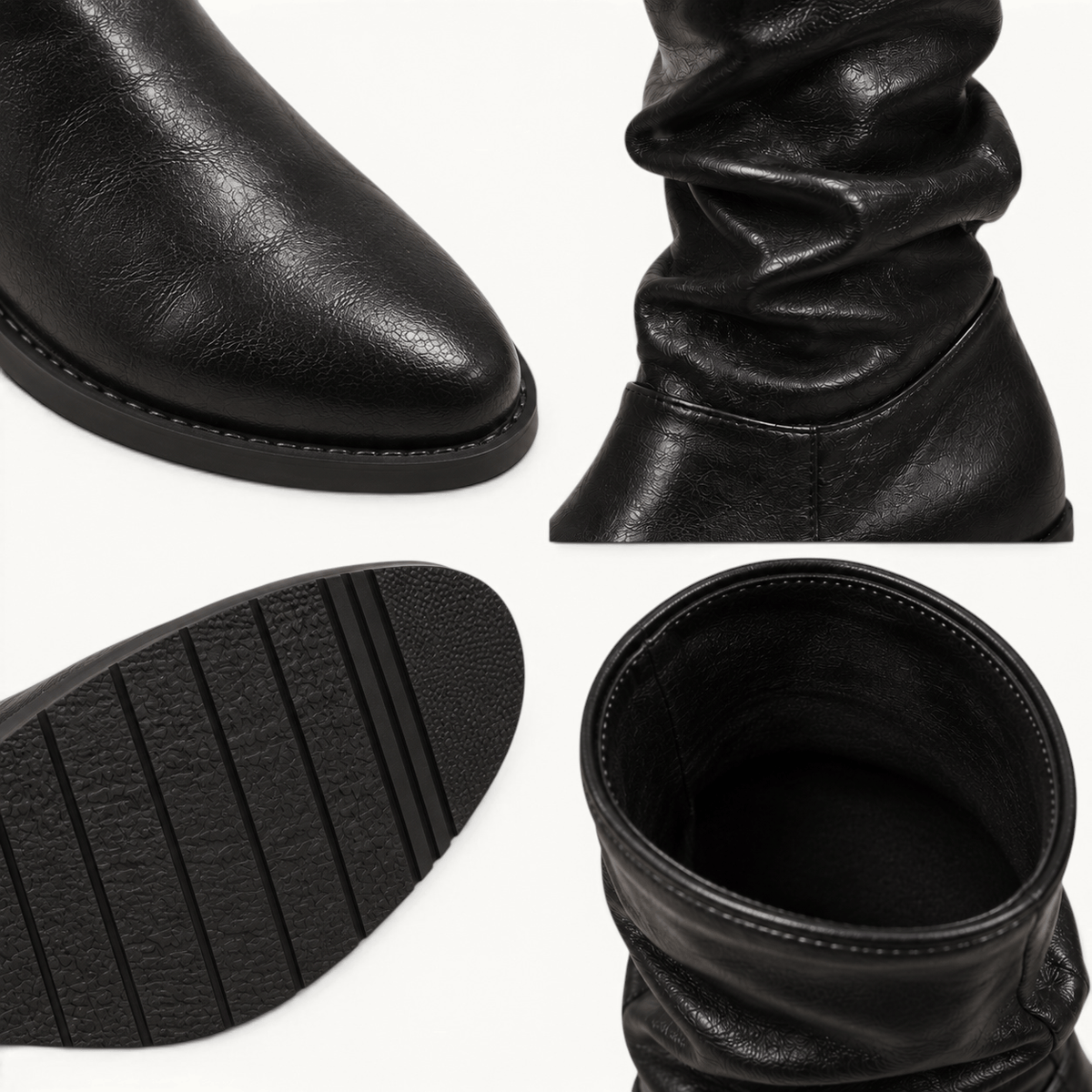 montelore-souliers Bottines Noires À Talons Plissé Bout Pointu